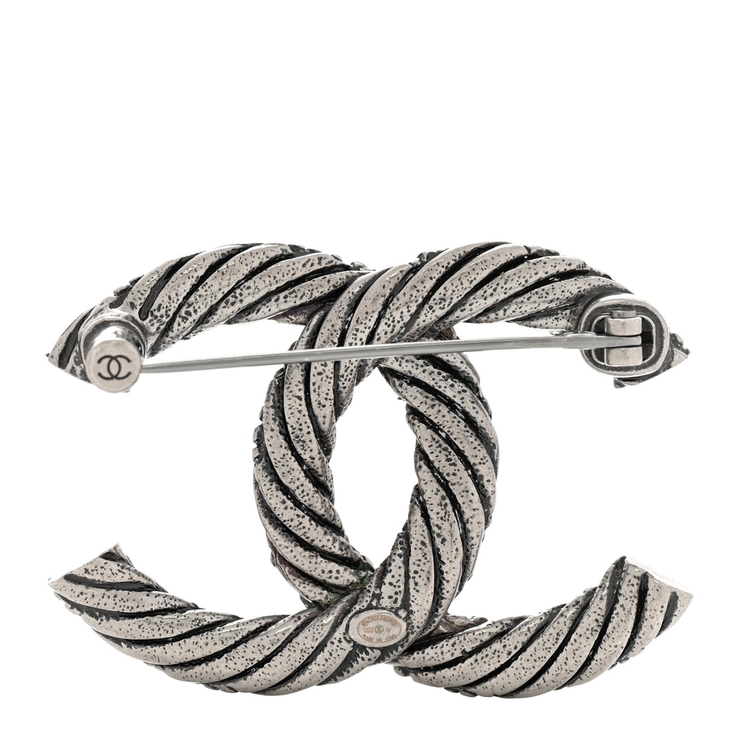 Metal CC Brooch Silver
