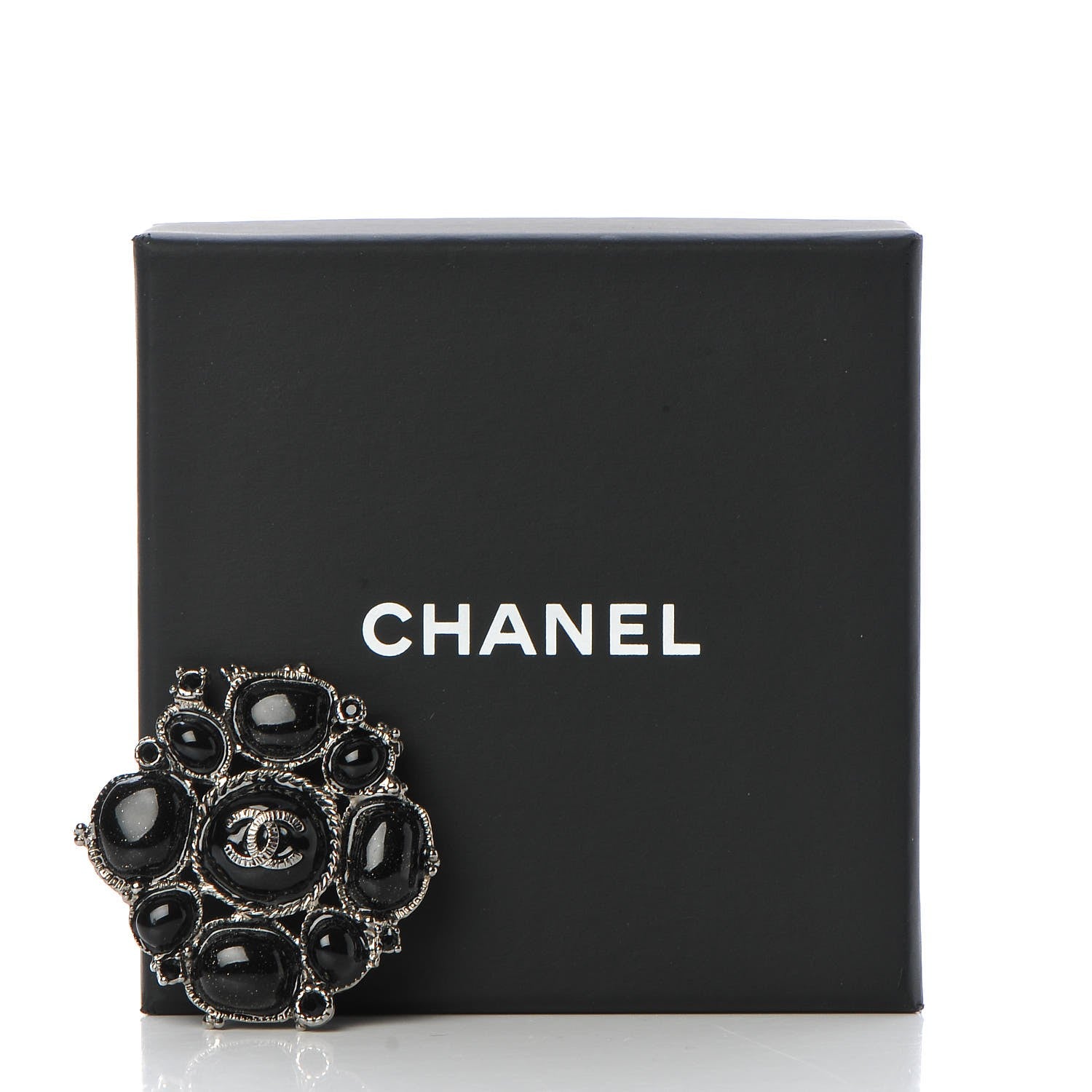 Chanel Glitter Enamel CC Brooch Black 5 of 5