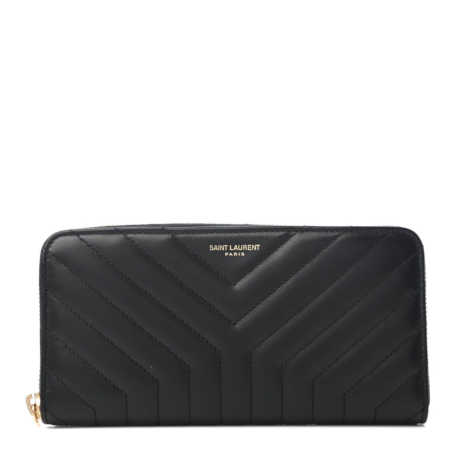 Saint Laurent Calfskin Y Quilted Joan Zip Around Wallet Black 1 of 8