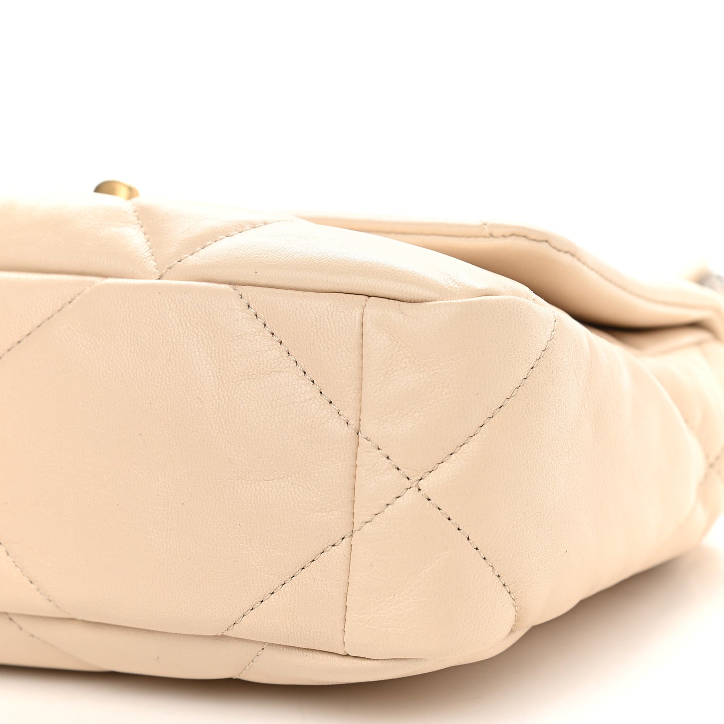 Goatskin Quilted Medium Chanel 19 Flap Light Beige