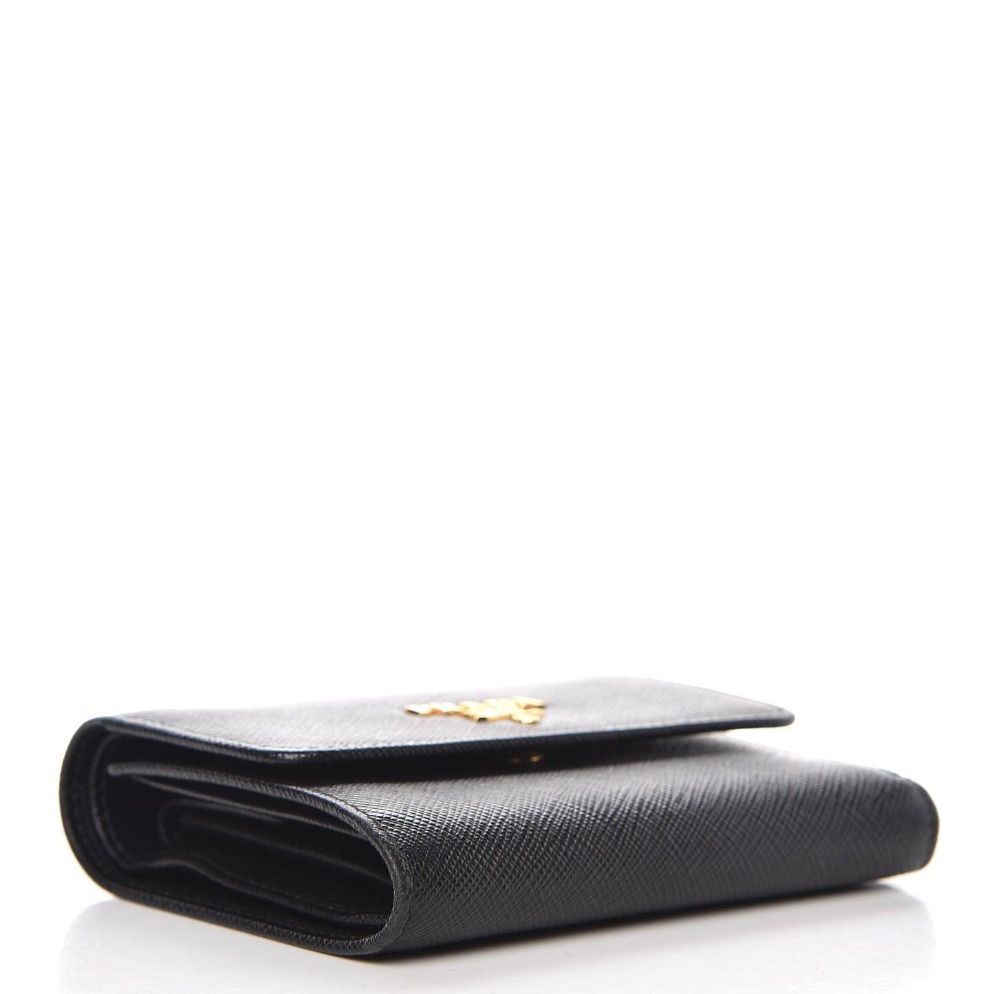 Saffiano Metal Tri-Fold Wallet Black