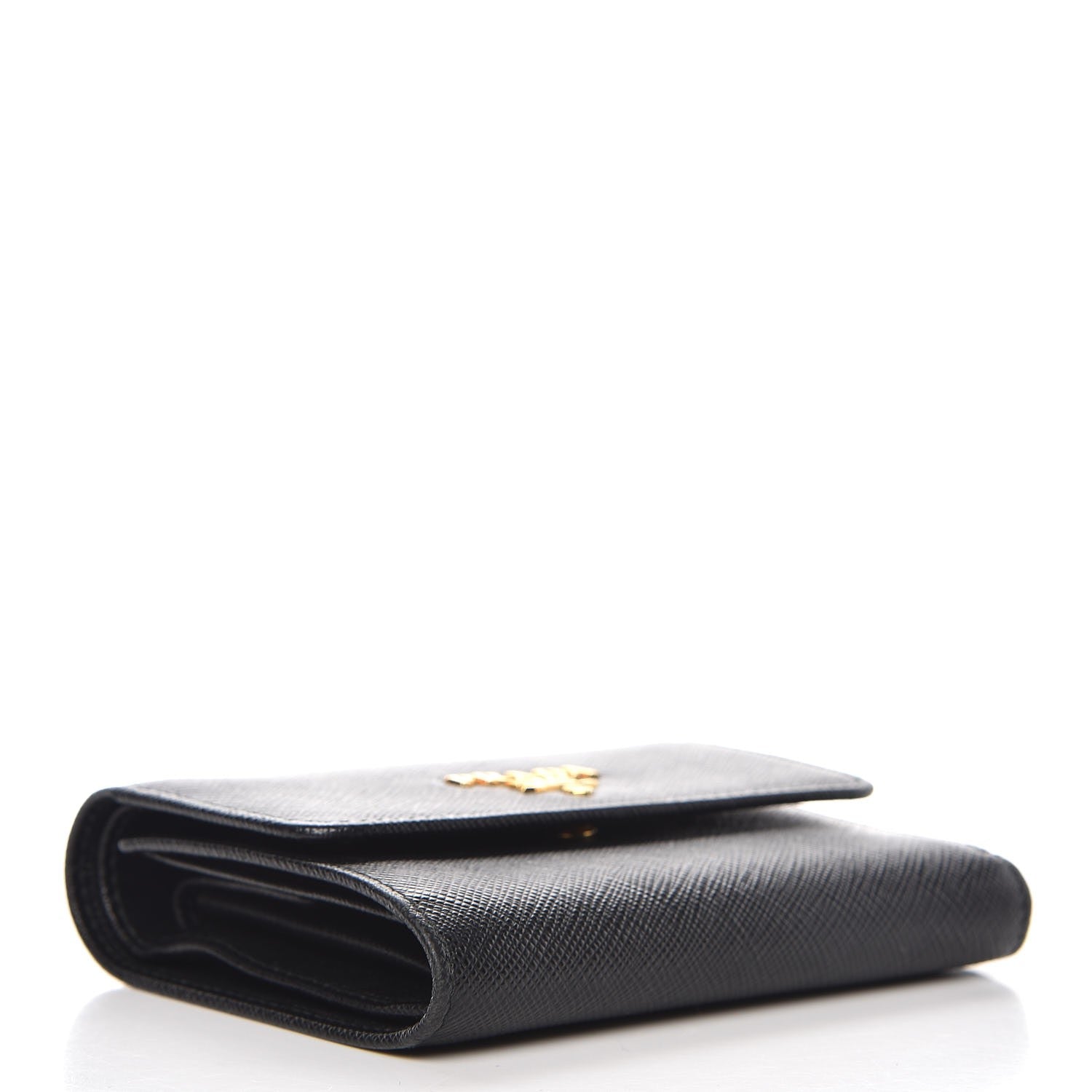 Prada Saffiano Metal Tri-Fold Wallet Black 4 of 6