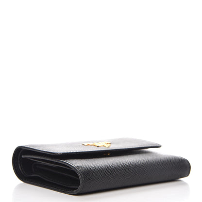 Prada Saffiano Metal Tri-Fold Wallet Black 4 of 6