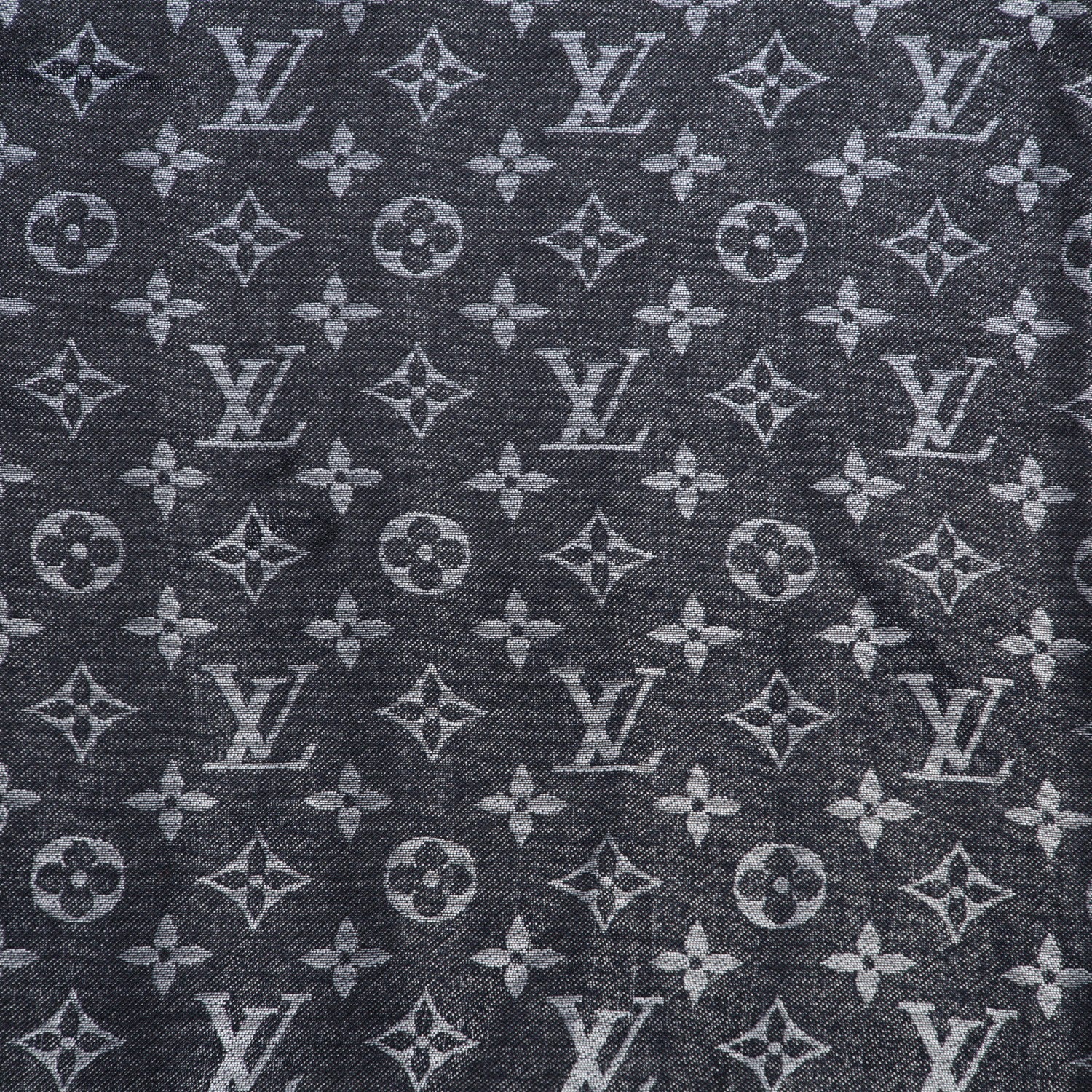 Louis Vuitton Wool Silk Monogram Denim Shawl Black 1 of 5