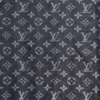 Louis Vuitton Wool Silk Monogram Denim Shawl Black 1 of 5