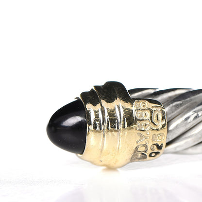 David Yurman Sterling Silver 14K Yellow Gold Black Onyx 5mm Cable Classics Petite Color Bracelet 3 of 4