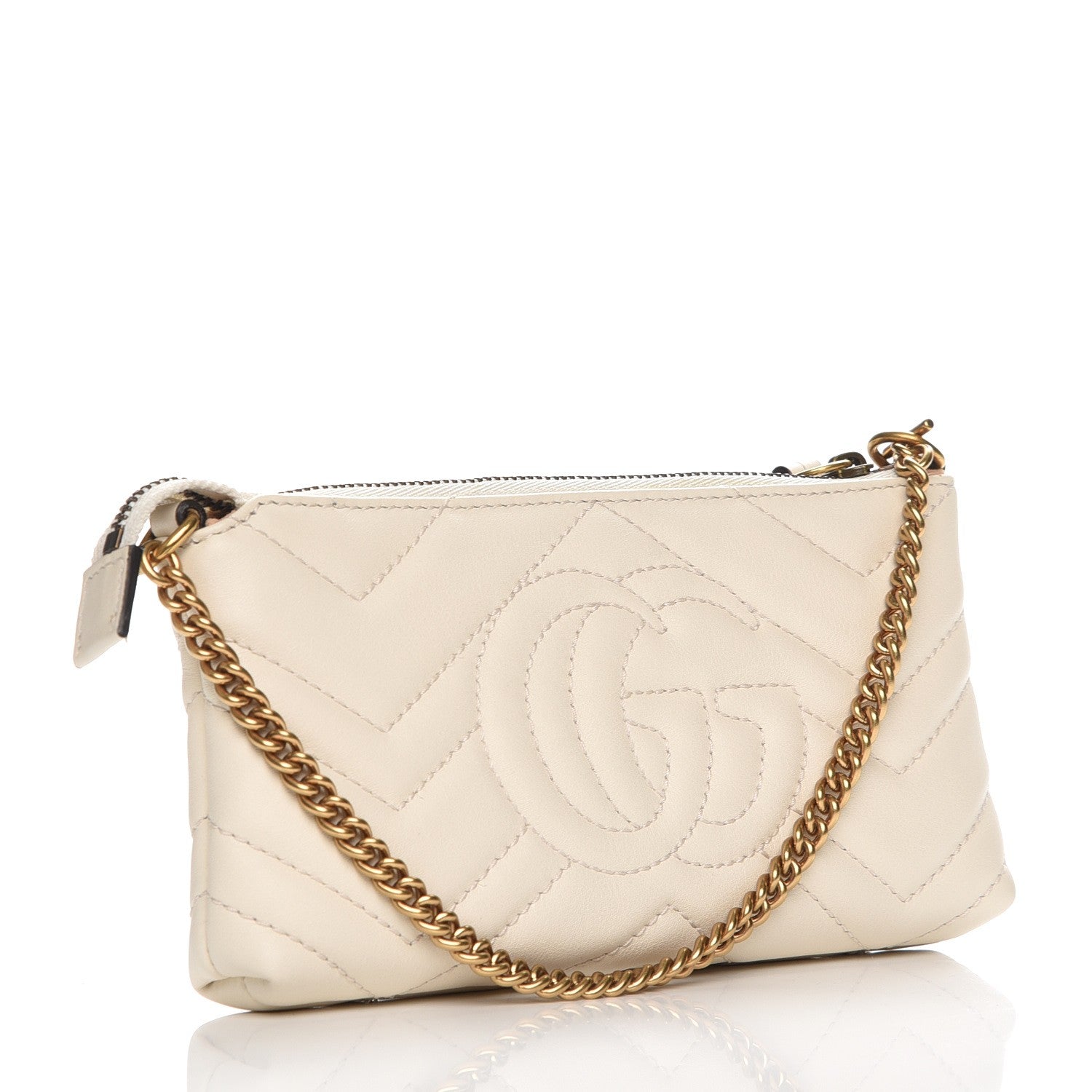 Gucci Calfskin Matelasse Mini GG Marmont Chain Bag White 3 of 8