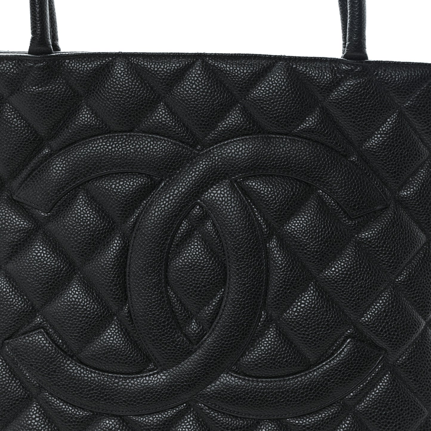Caviar Quilted Medallion Tote Black
