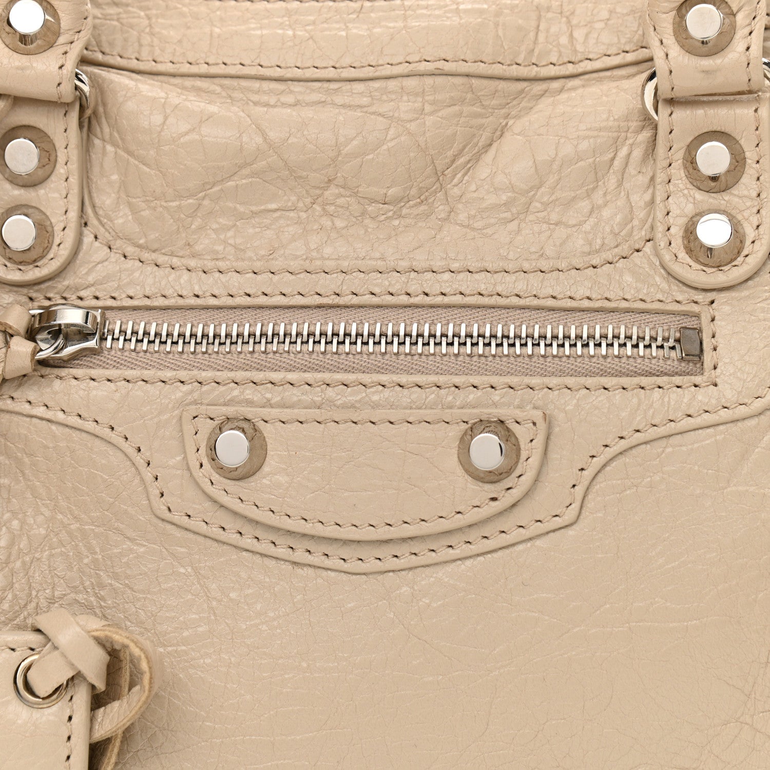 Balenciaga Agneau Classic Silver Hardware S City Logo Strap Light Beige Black 8 of 10