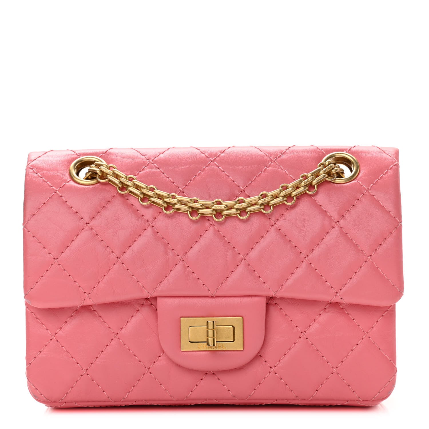 Chanel Aged Calfskin Quilted 2.55 Reissue Mini Flap Pink 1 of 12