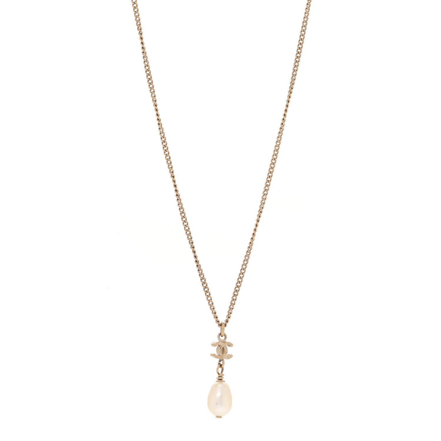 Chanel Pearl CC Drop Necklace Gold 1 of 6