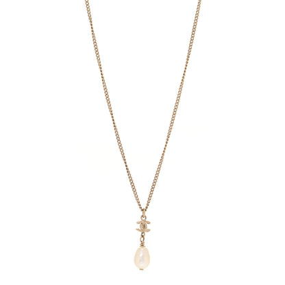 Chanel Pearl CC Drop Necklace Gold 1 of 6