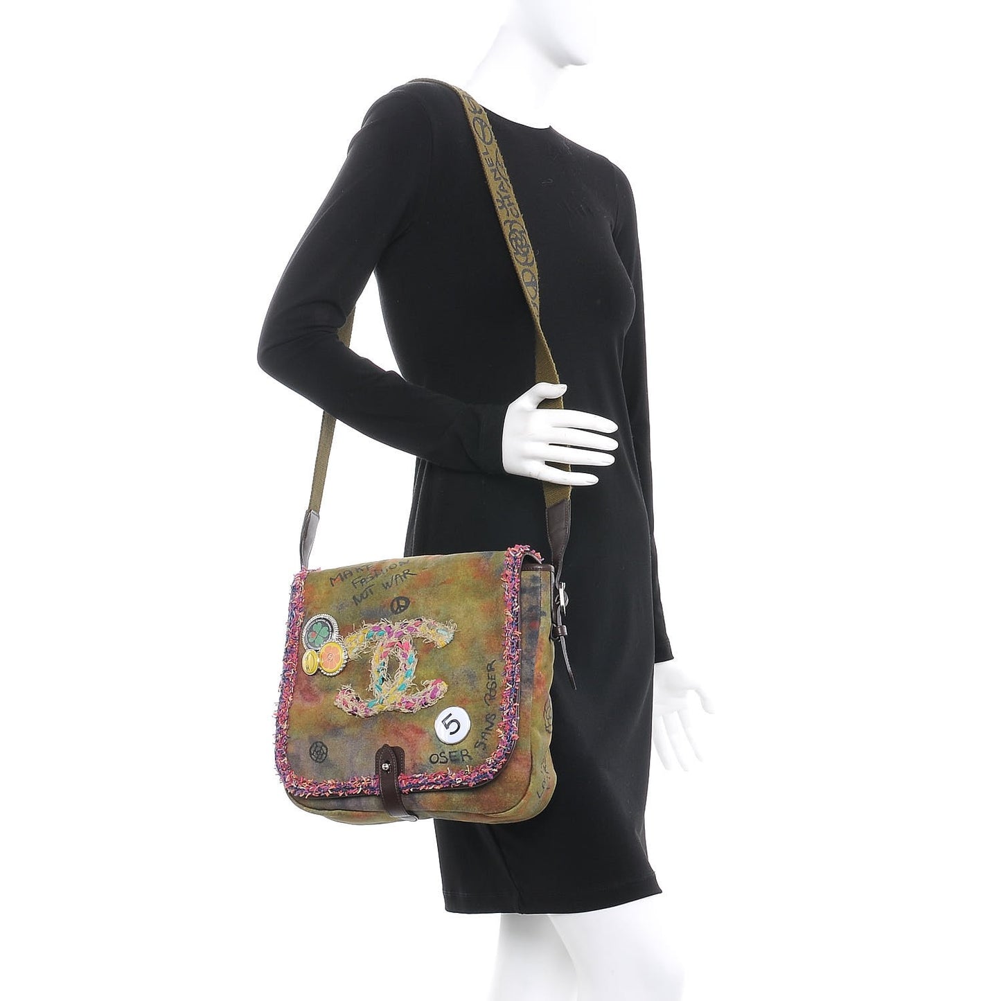 Washed Toile Graffiti On The Pavements Messenger Khaki Multicolor