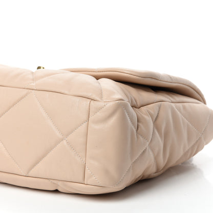 Chanel Lambskin Quilted Maxi Chanel 19 Flap Light Beige 7 of 13