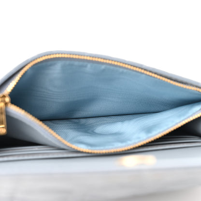 Christian Dior Supple Calfskin Caro Pouch with Chain Cloud Blue 5 of 11