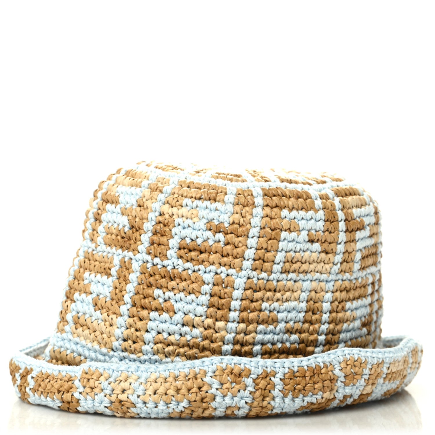 Fendi Cotton Rayon FF Woven Bucket Hat M/L Light Blue 1 of 7