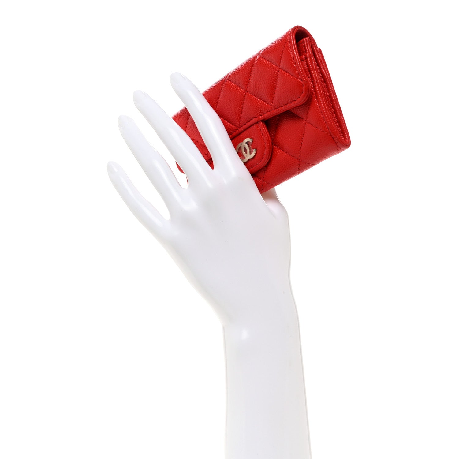 Chanel Caviar Quilted Flap Card Holder Wallet Red 2 of 9