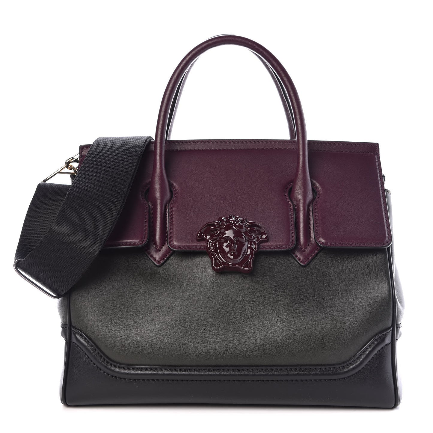 Vitello Large Palazzo Empire Bag Burgundy Army Black