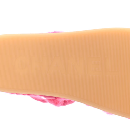Chanel Cord Lambskin Quilted Logo Sandals 41 Pink 7 of 9