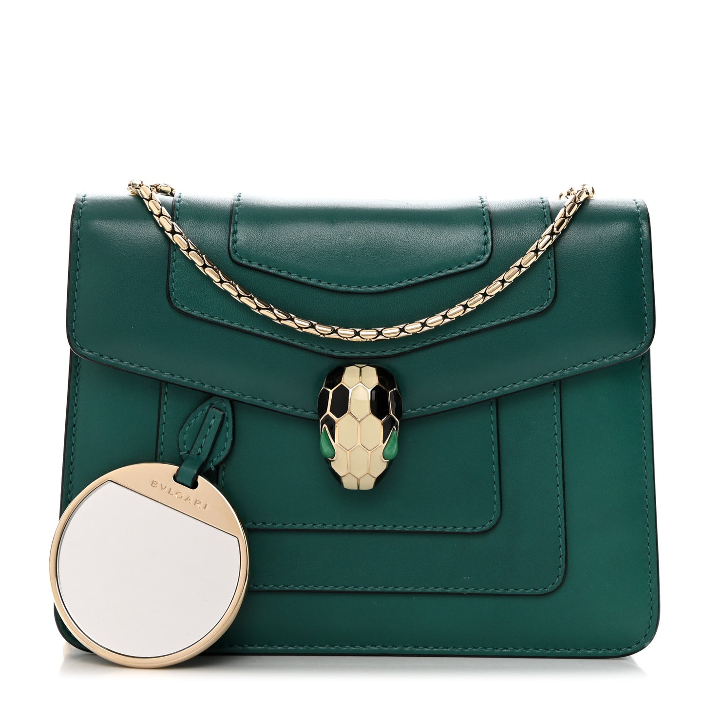 Calfskin Small Serpenti Forever Snake Strap Crossbody Bag Emerald Green