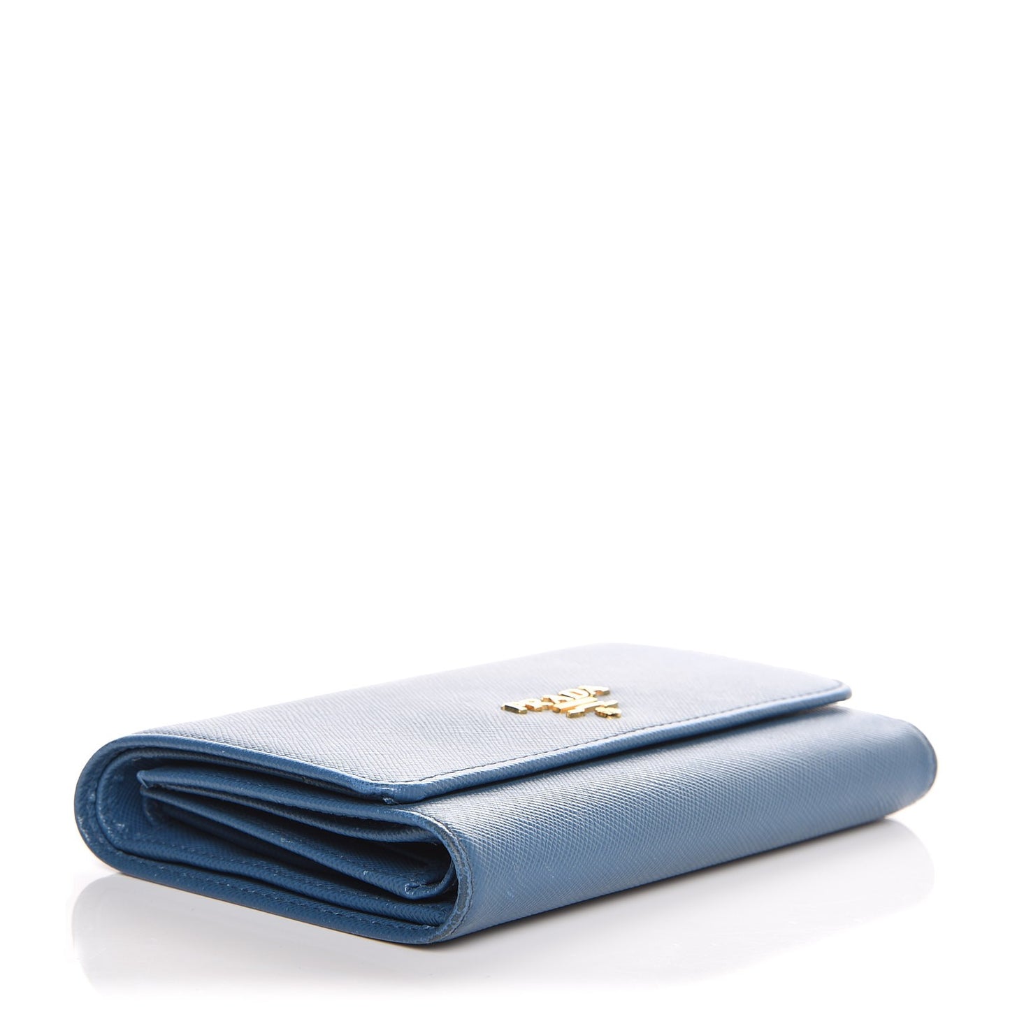 Saffiano Metal Compact Snap Tri-Fold Wallet Cobalto