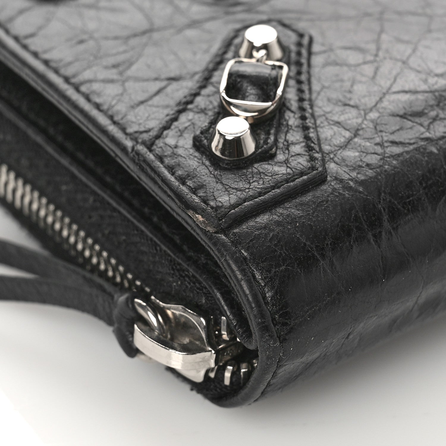 Balenciaga Agneau Classic Silver Hardware Compact Wallet Black 7 of 9