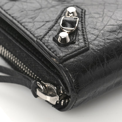 Balenciaga Agneau Classic Silver Hardware Compact Wallet Black 7 of 9
