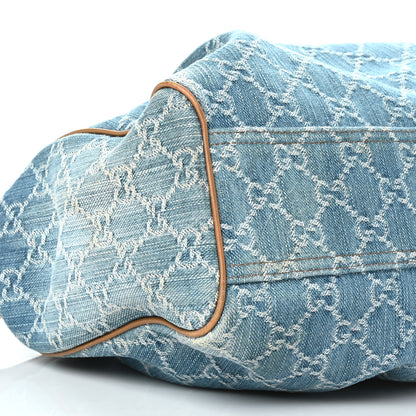 Gucci Denim Monogram Medium Sukey Tote Blue 8 of 10
