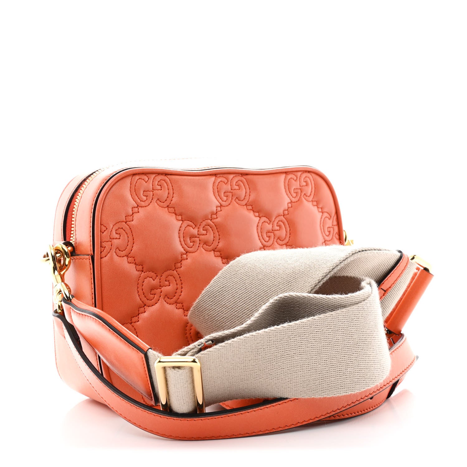 Gucci Calfskin GG Matelasse Shoulder Bag Spring Orange Natural 3 of 10