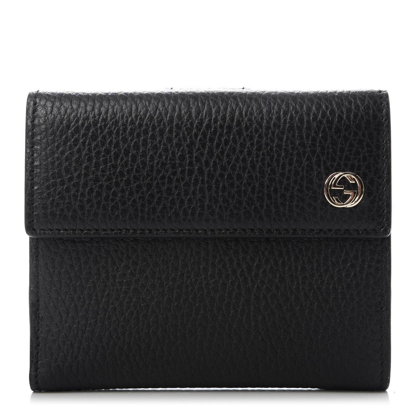 Dollar Calfskin Interlocking G French Wallet Black