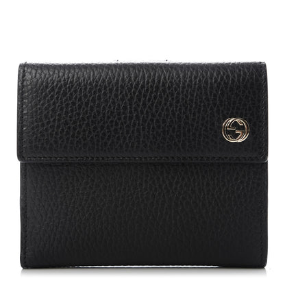 Gucci Dollar Calfskin Interlocking G French Wallet Black 1 of 7