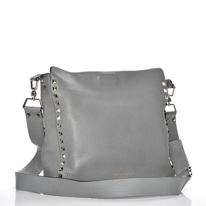 Valentino Garavani Pebbled Calfskin Small Rockstud Flip-Lock Messenger Bag Light Stone 3 of 14