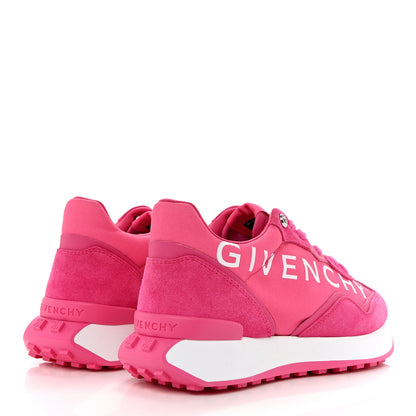 Givenchy Calfskin Suede Canvas Giv Runner Sneakers 39 Neon Pink 4 of 9