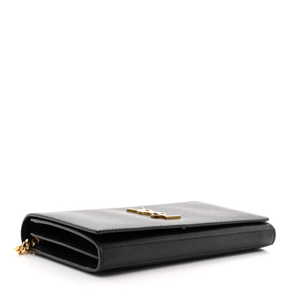 Saint Laurent Grain De Poudre Monogram Chain Wallet Black 4 of 11