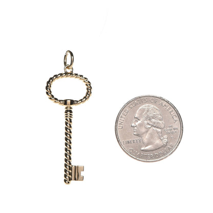 Tiffany 18K Yellow Gold Twist Oval Key Pendant Necklace 2 of 4