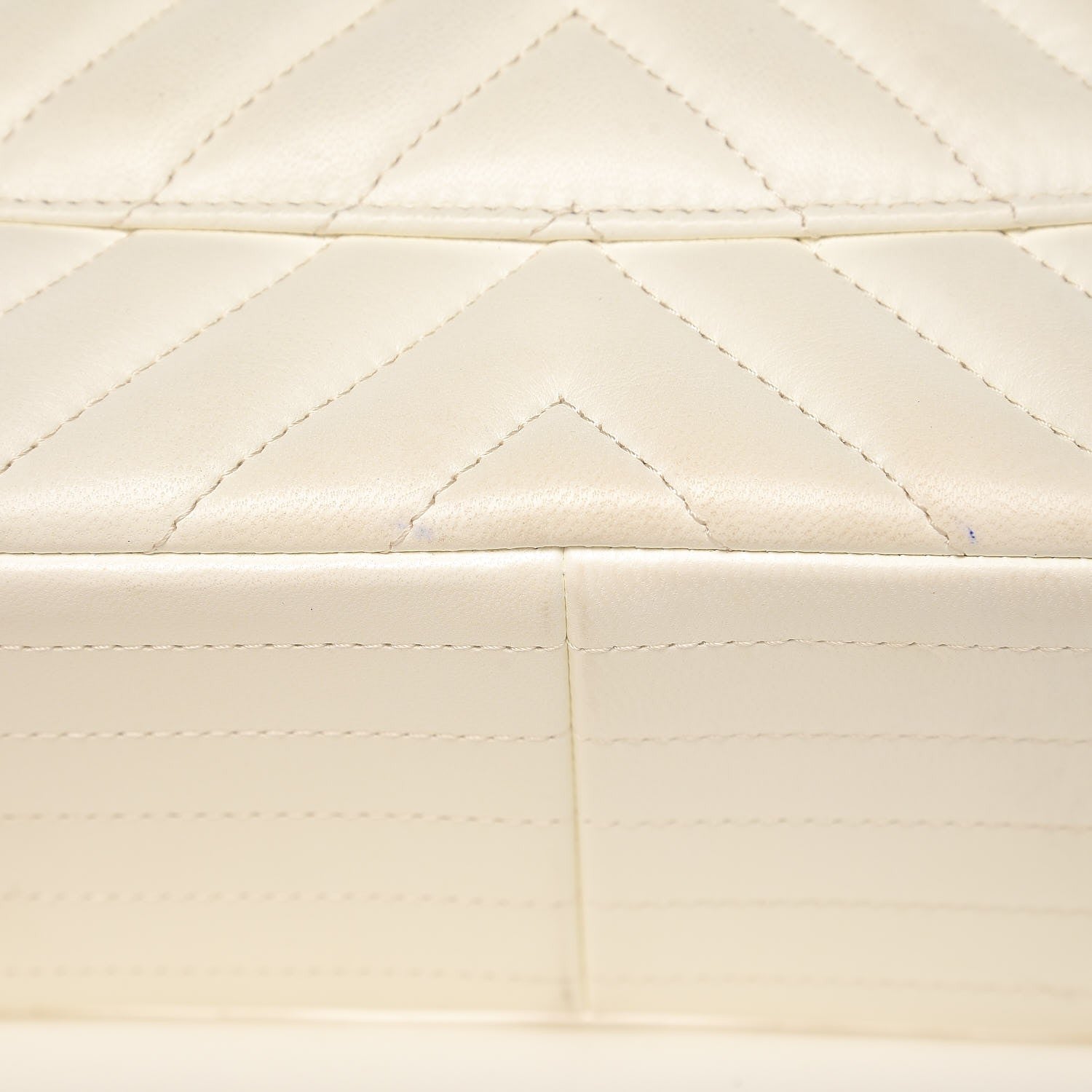 Chanel Lambskin Chevron Quilted Jumbo Double Flap White 13 of 16