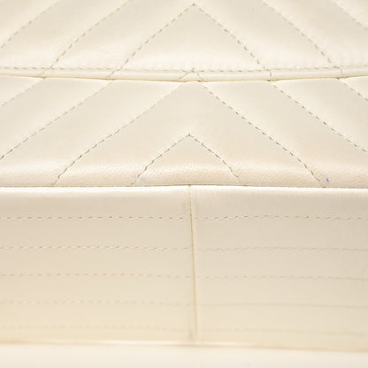 Chanel Lambskin Chevron Quilted Jumbo Double Flap White 13 of 16