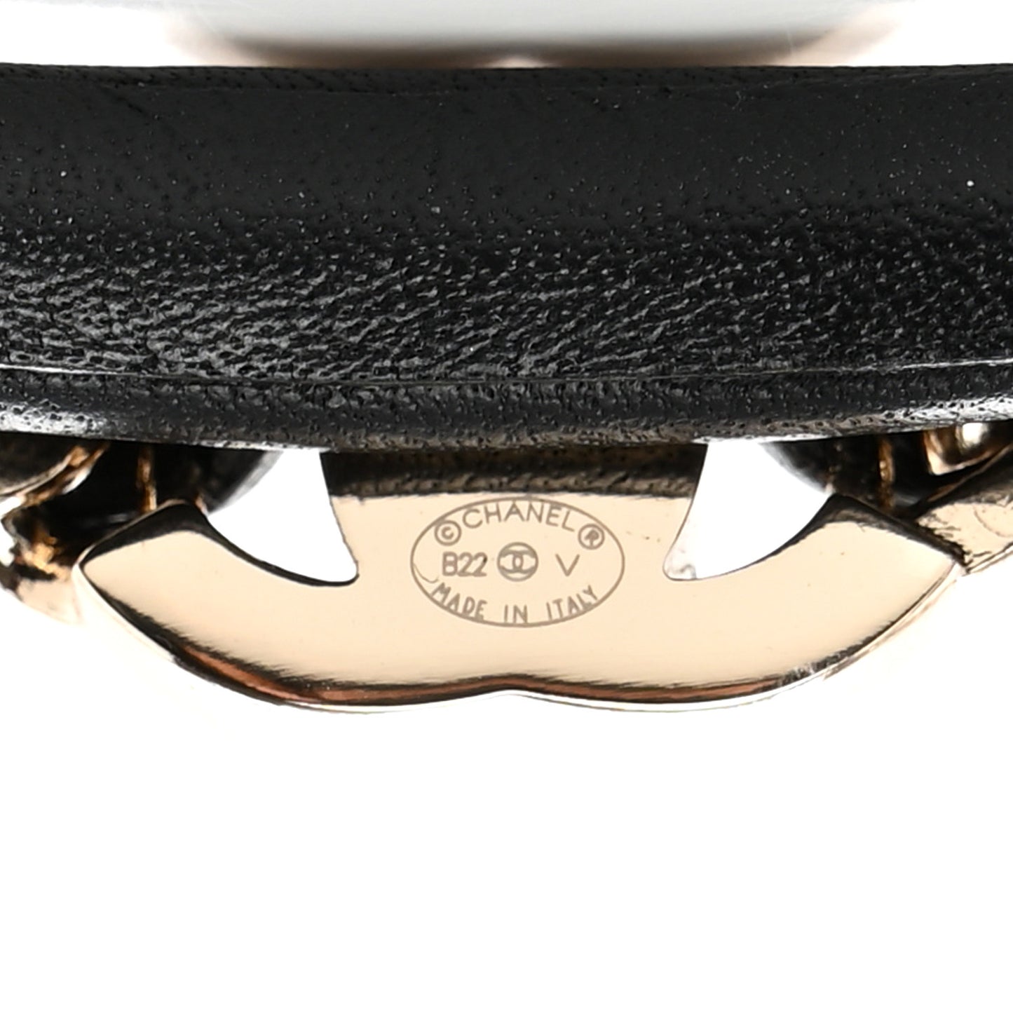 Metal Lambskin CC Turnlock Chain Headband Gold Black