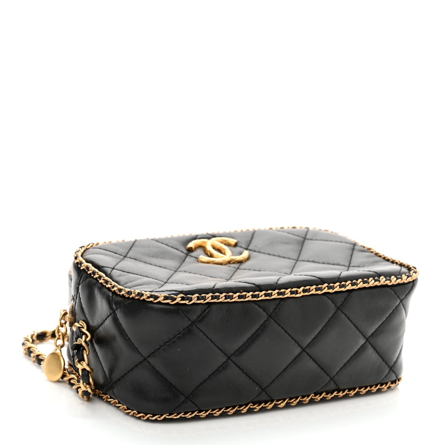 Lambskin Quilted Chain CC Mini Camera Case Black