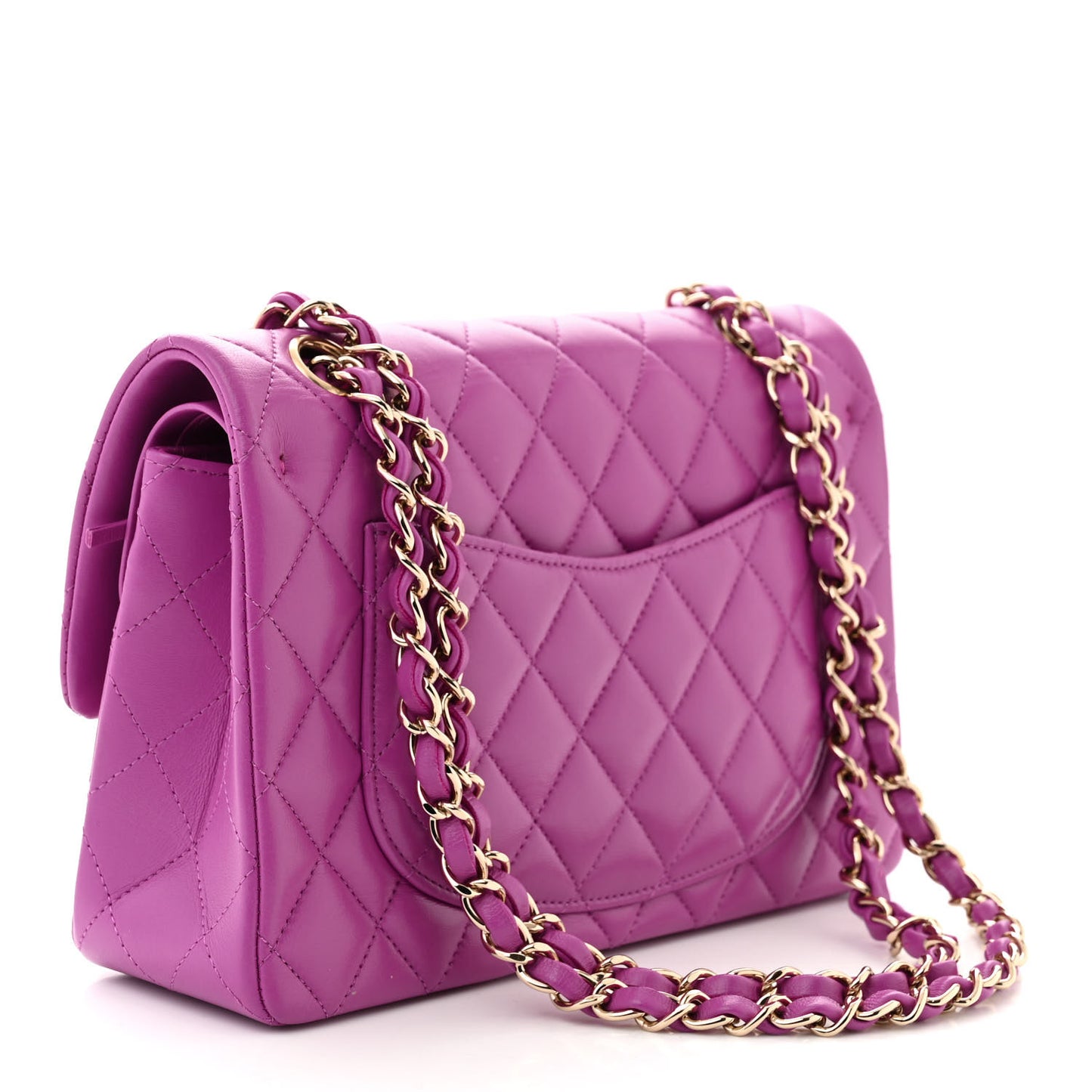 Lambskin Quilted Small Double Flap Purple