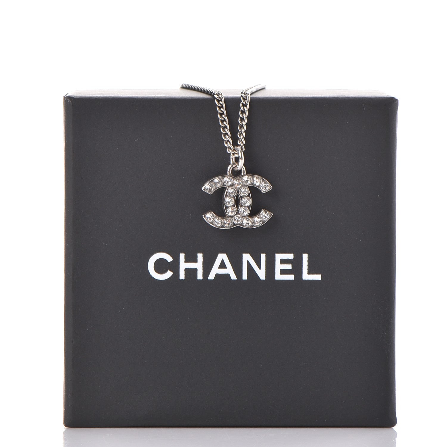 Chanel Crystal Timeless CC Necklace Silver 7 of 7