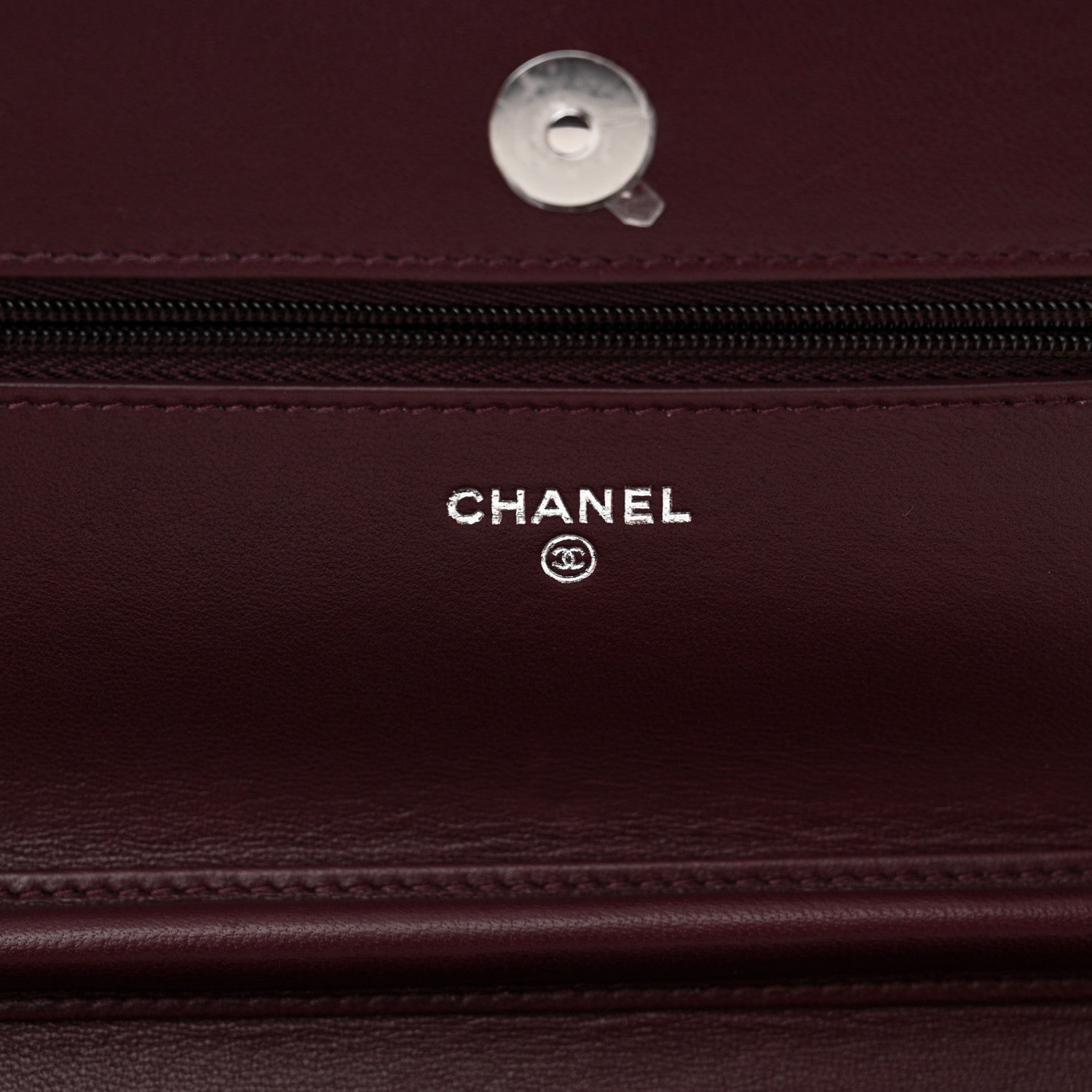 Chanel Lambskin Quilted Enamel CC Wallet On Chain WOC Burgundy 6 of 13