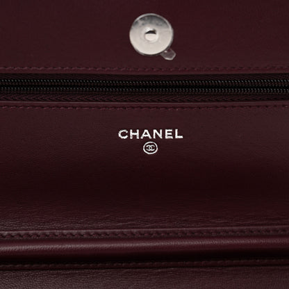 Chanel Lambskin Quilted Enamel CC Wallet On Chain WOC Burgundy 6 of 13