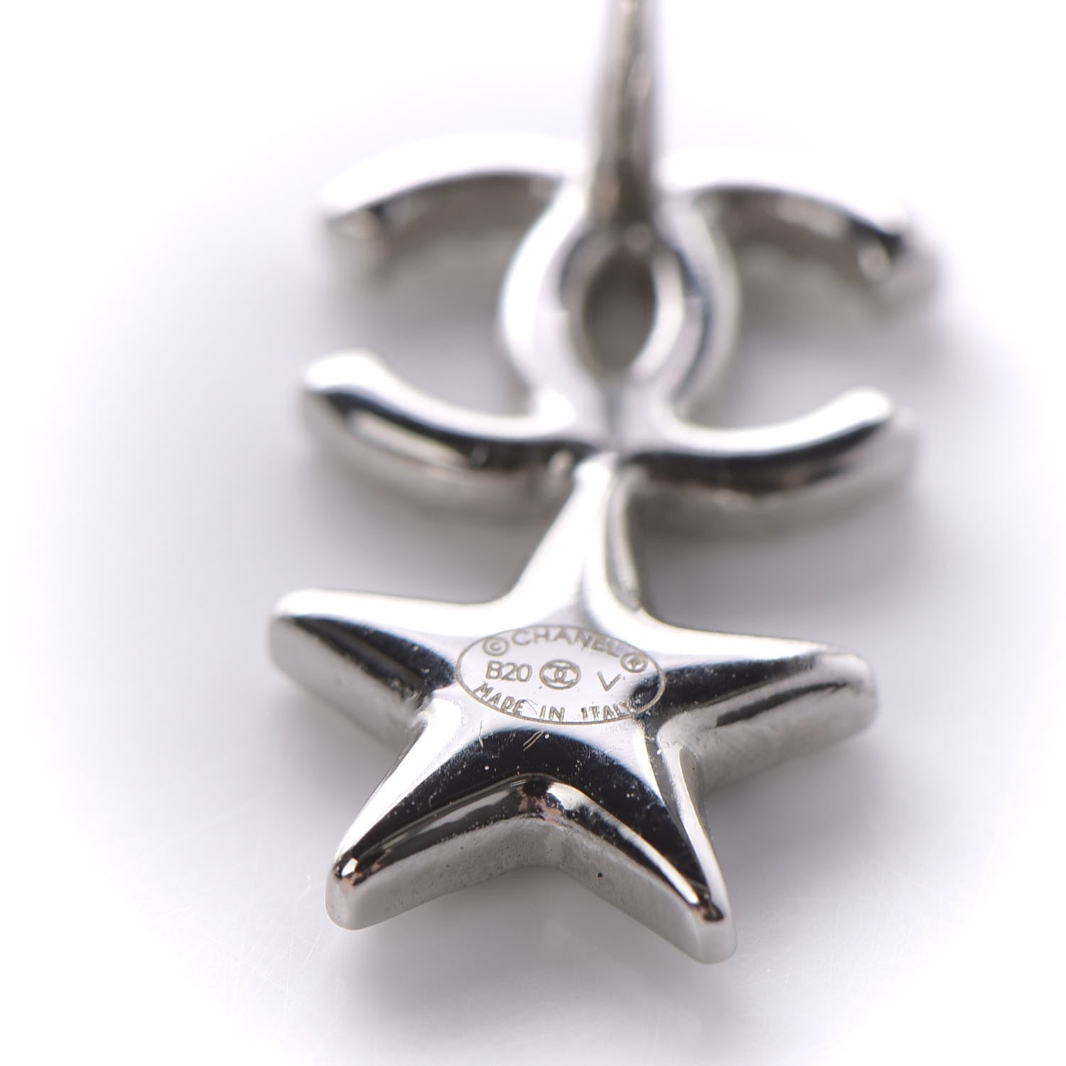 Chanel Crystal CC Star Earrings Silver 4 of 5