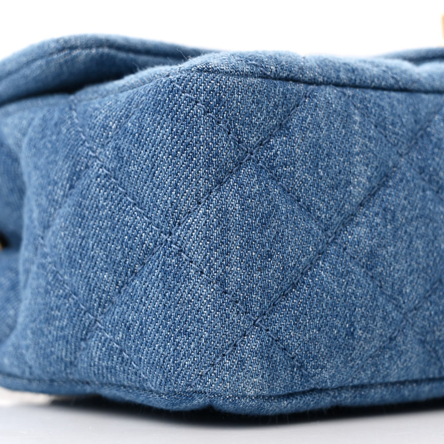 Denim Quilted Mini Pearl Crush Rectangular Flap Blue