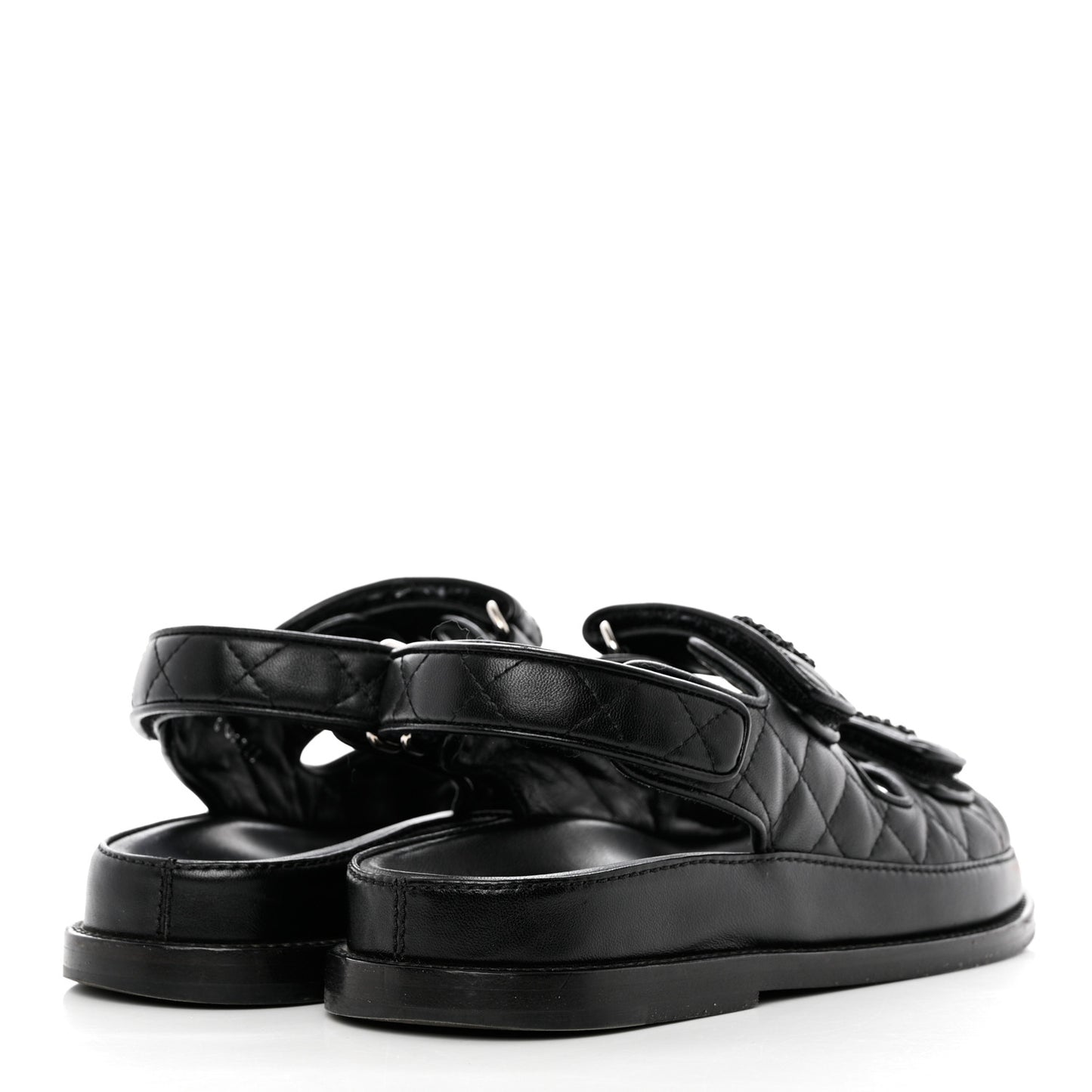 Grained Calfskin Velcro Dad Sandals 36 Black