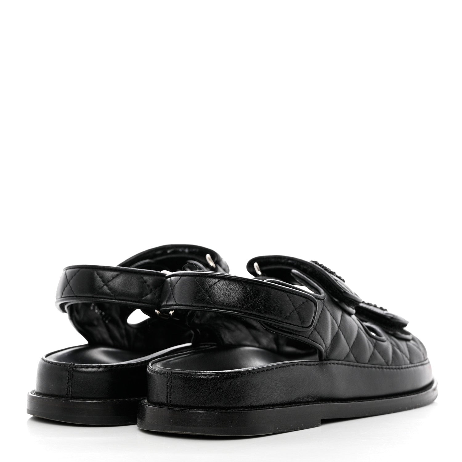 Chanel Grained Calfskin Velcro Dad Sandals 36 Black 4 of 11