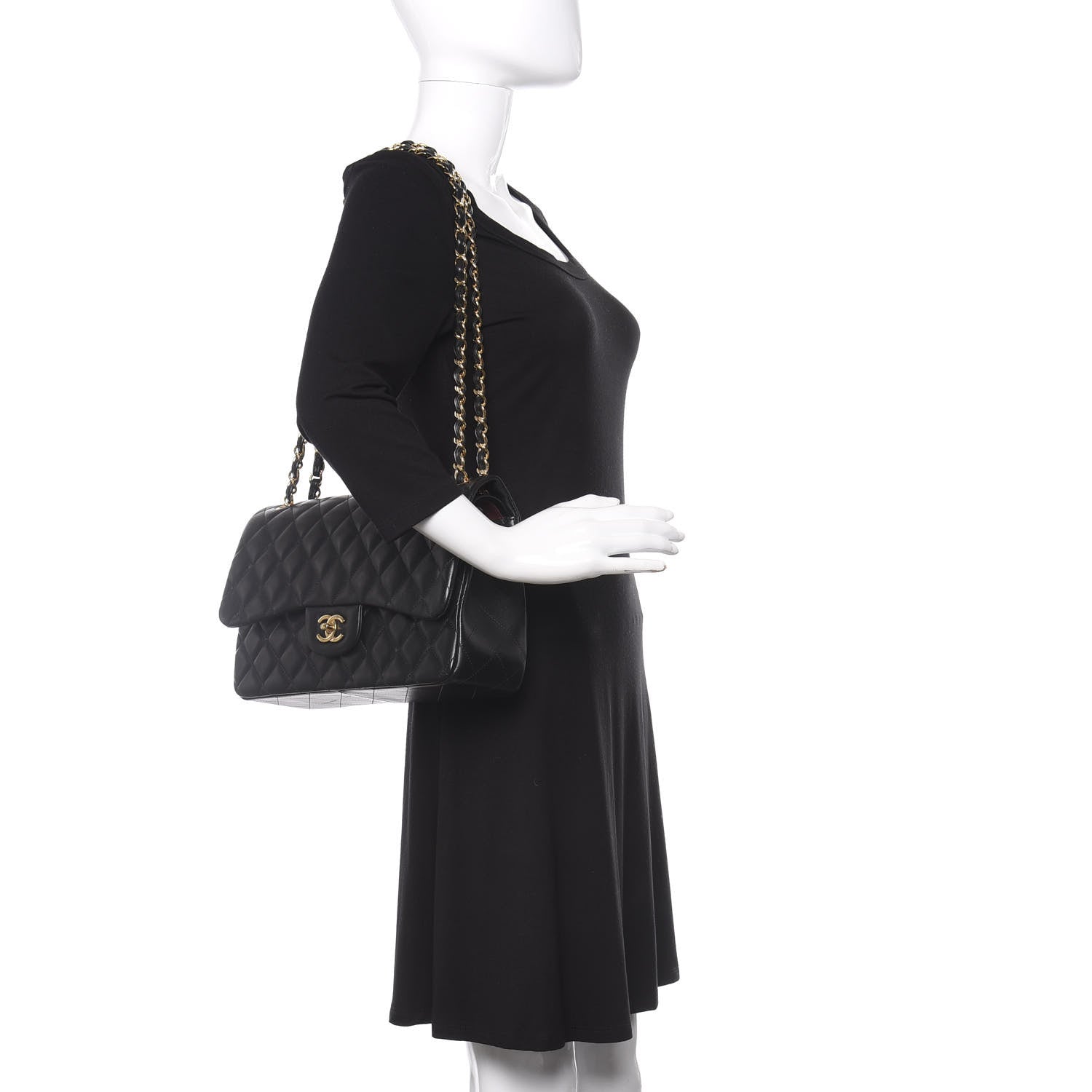Chanel Lambskin Quilted Jumbo Double Flap Black 2 of 9