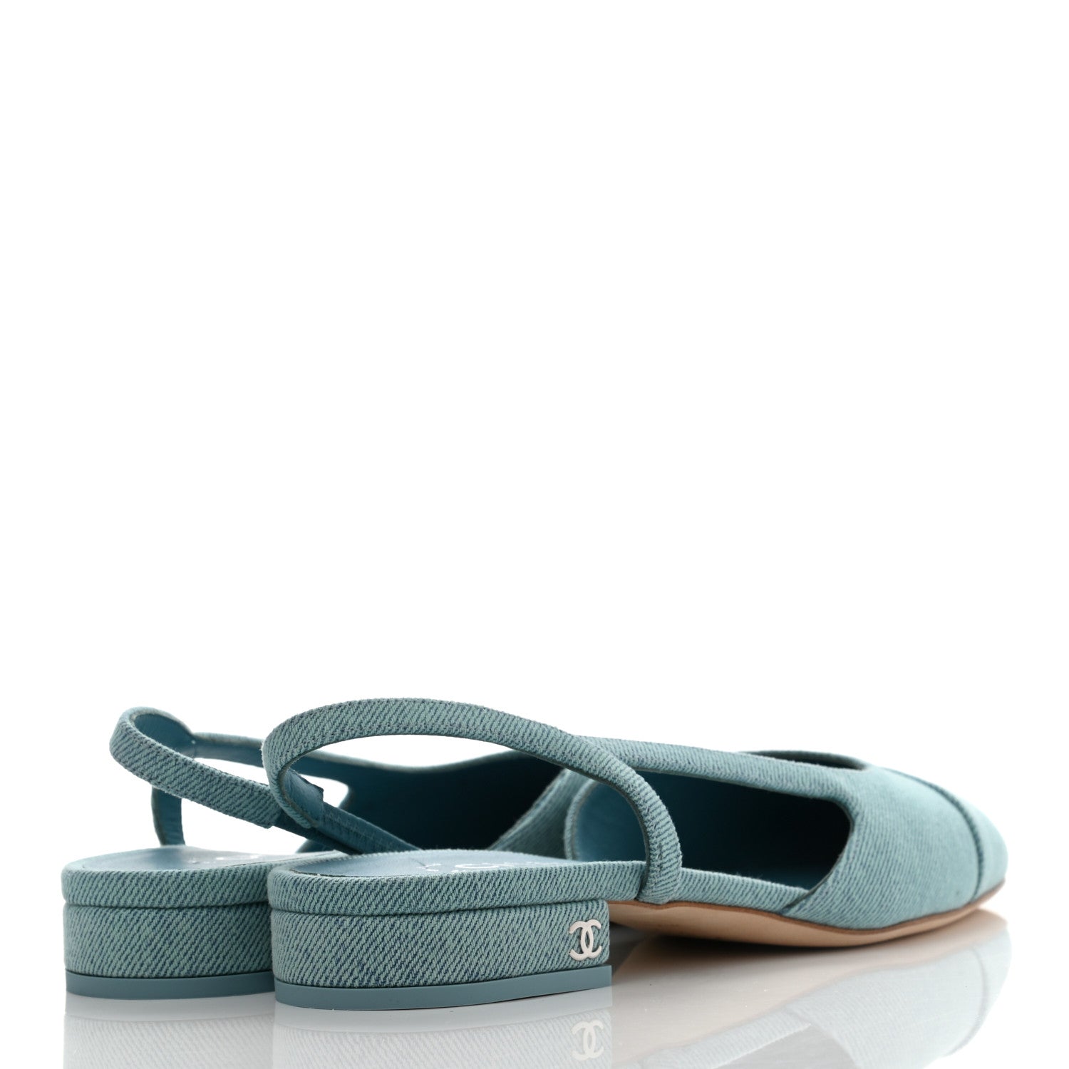 Chanel Denim Cap Toe CC Slingback Flats 36.5 Blue 4 of 7