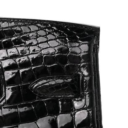 Hermes Shiny Niloticus Crocodile Birkin 30 Black 9 of 33